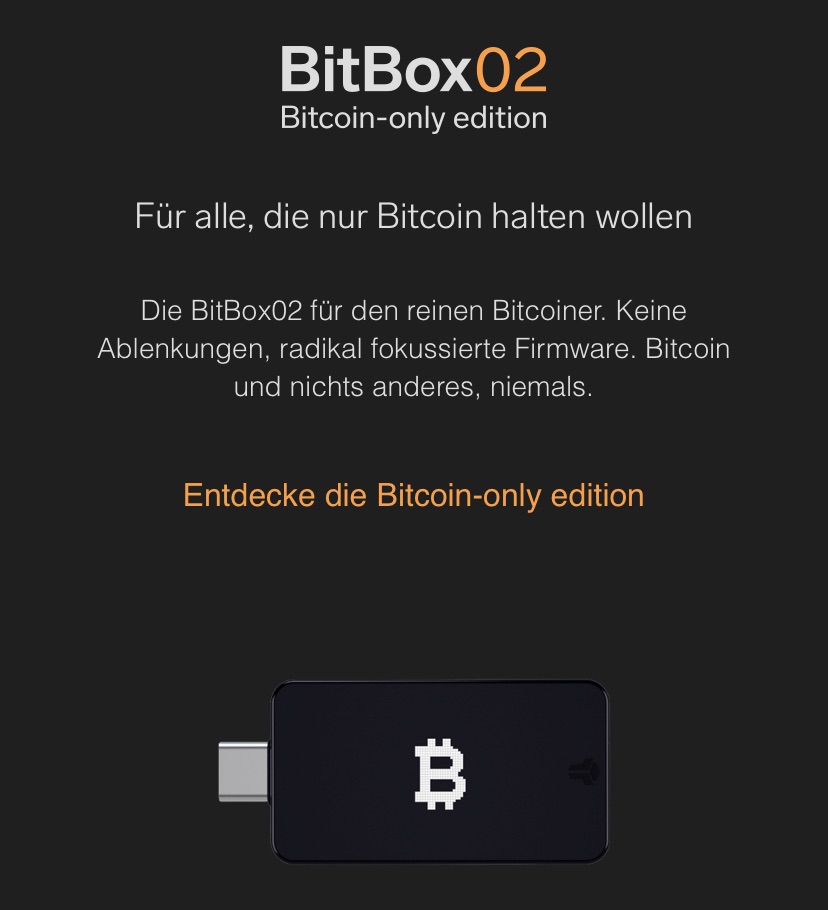 BitBox02 Krypto Hardware Wallet Bitcoin only