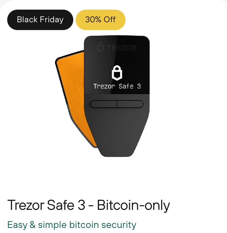 Trezor Safe 3 Black Friday 2024