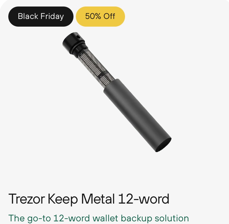 Trezor Keep Metal Black Friday 2024