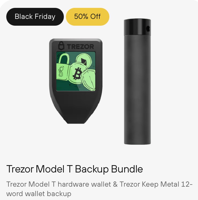 Trezor Model T Backup Bundle Black Friday 2024