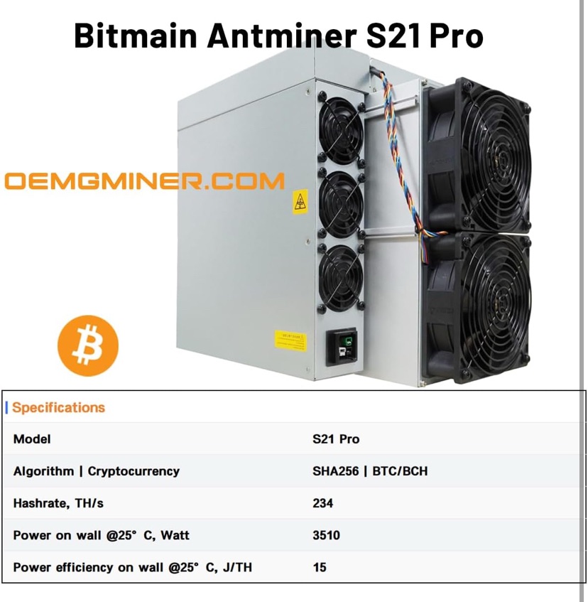Bitmain Antminer Pro S21 Bitcoin Miner kaufen und Factsheet