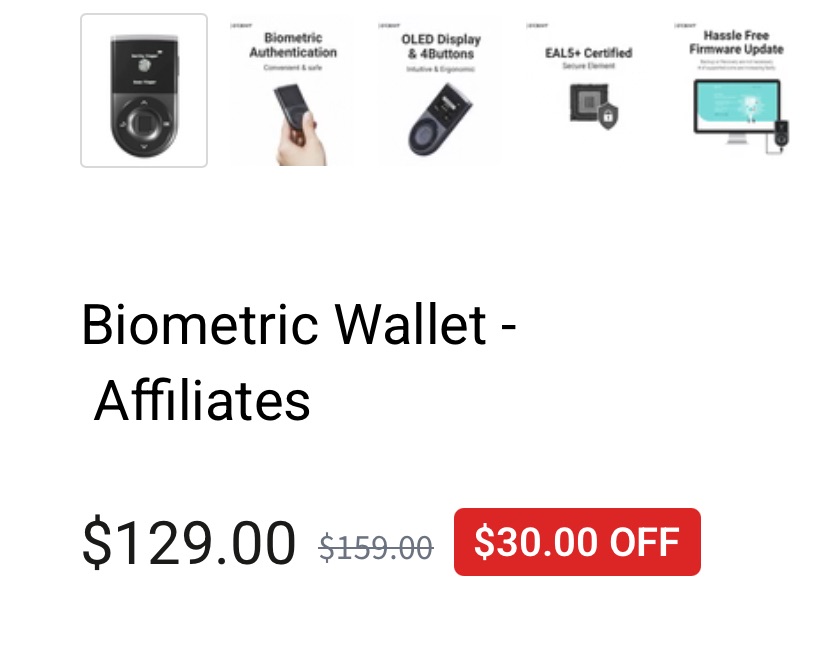 30 Dollar sparen auf biometrische Crypto Wallet