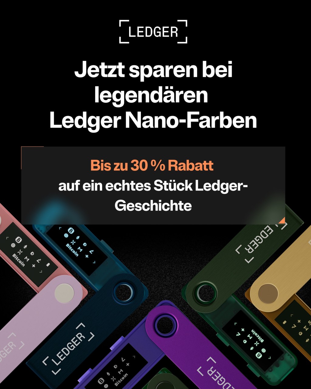 Flash Sale – die ikonischen Colour-Editions der Ledger Nano Wallets mit 30 Prozent&nbsp;Rabatt