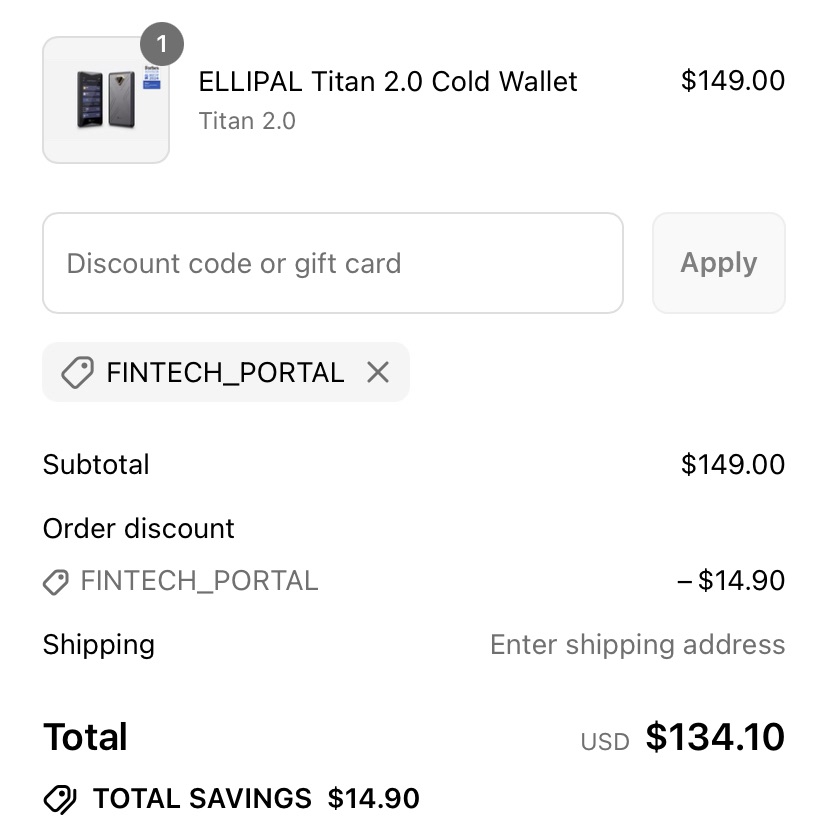 Ellipal Titan 2.0 - 35 Dollar sparen