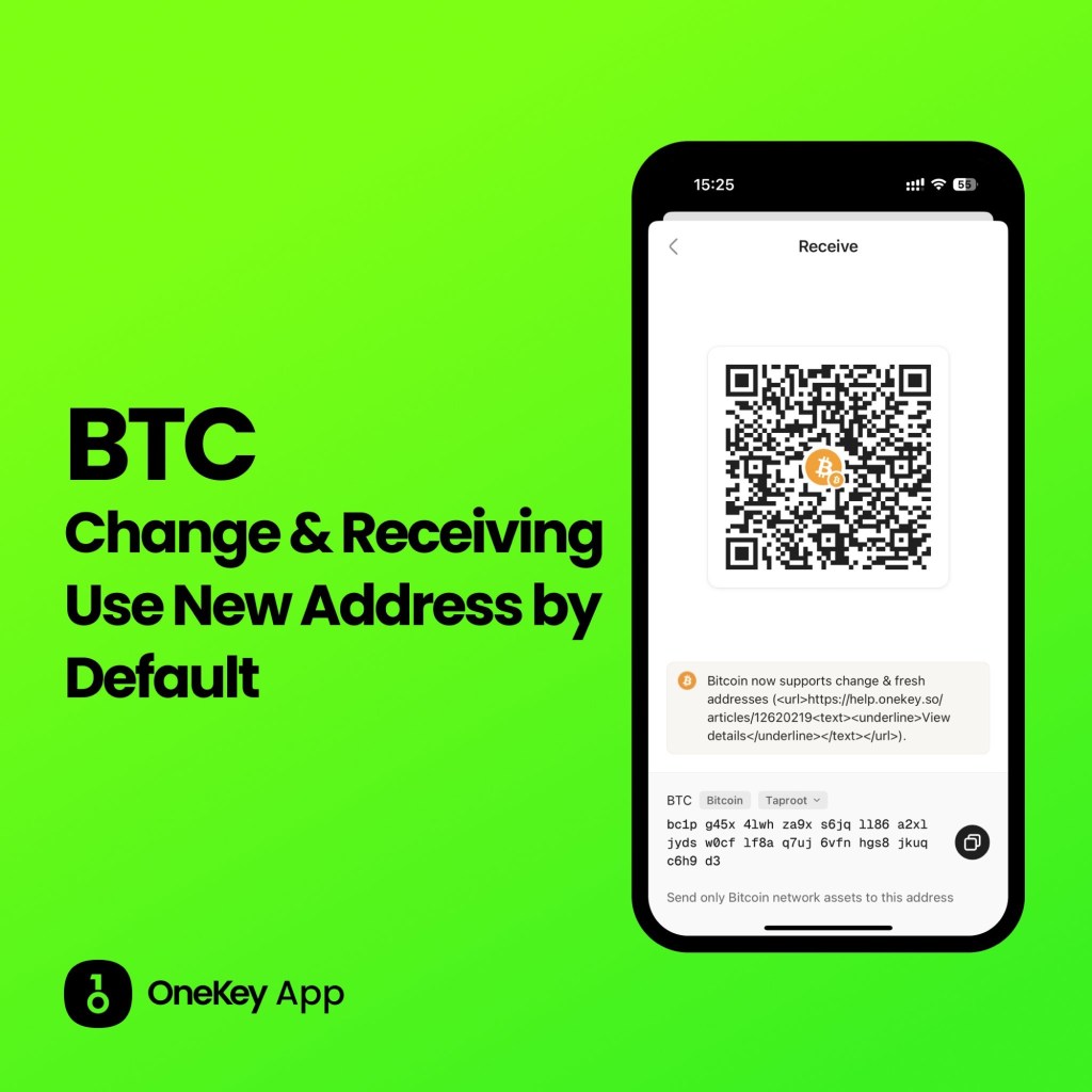 OneKey App verbesserte BTC Adressen