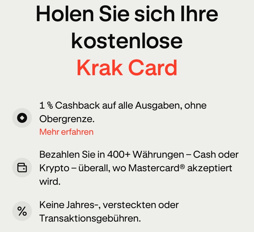 Krak Card mit 1% Cashback