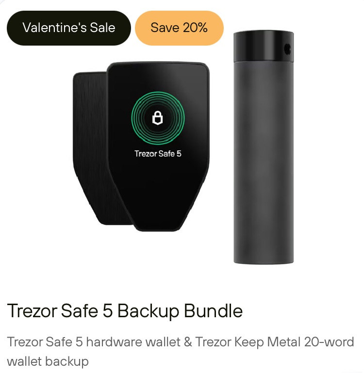 Trezor Safe 5 Backup Bundle Promo