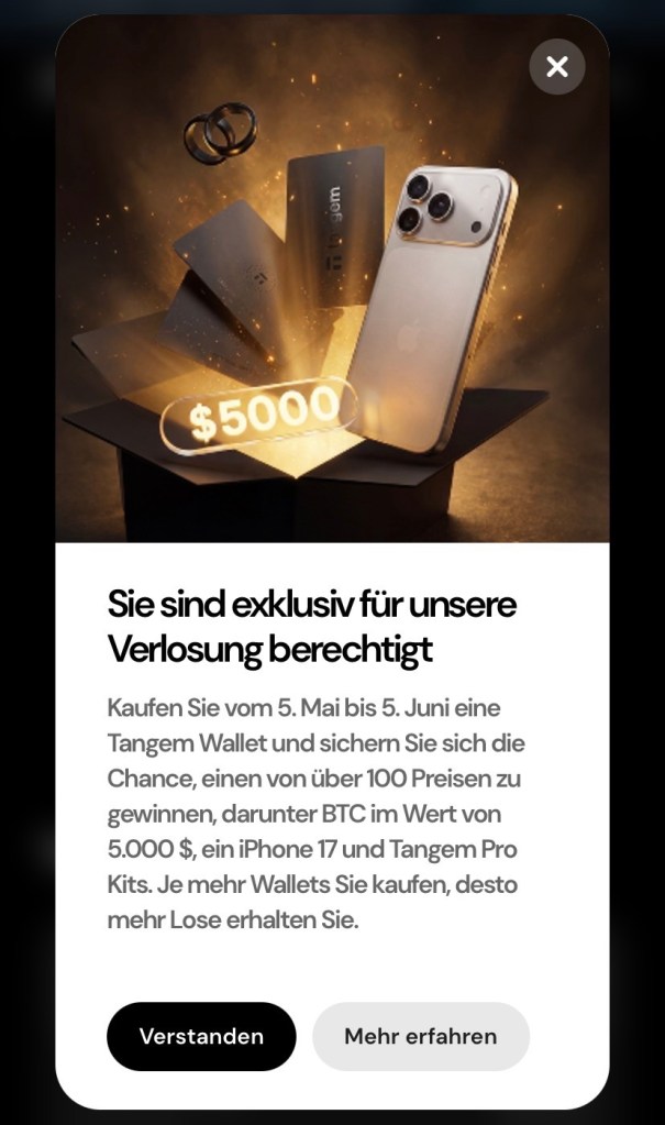 Tangem Gewinnspiel 2026 Banner